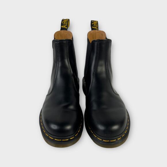 Dr. Martens 2976 Yellow Stitch Smooth Leather Chelsea Boots in Black Women's 10 - Picture 3 of 9